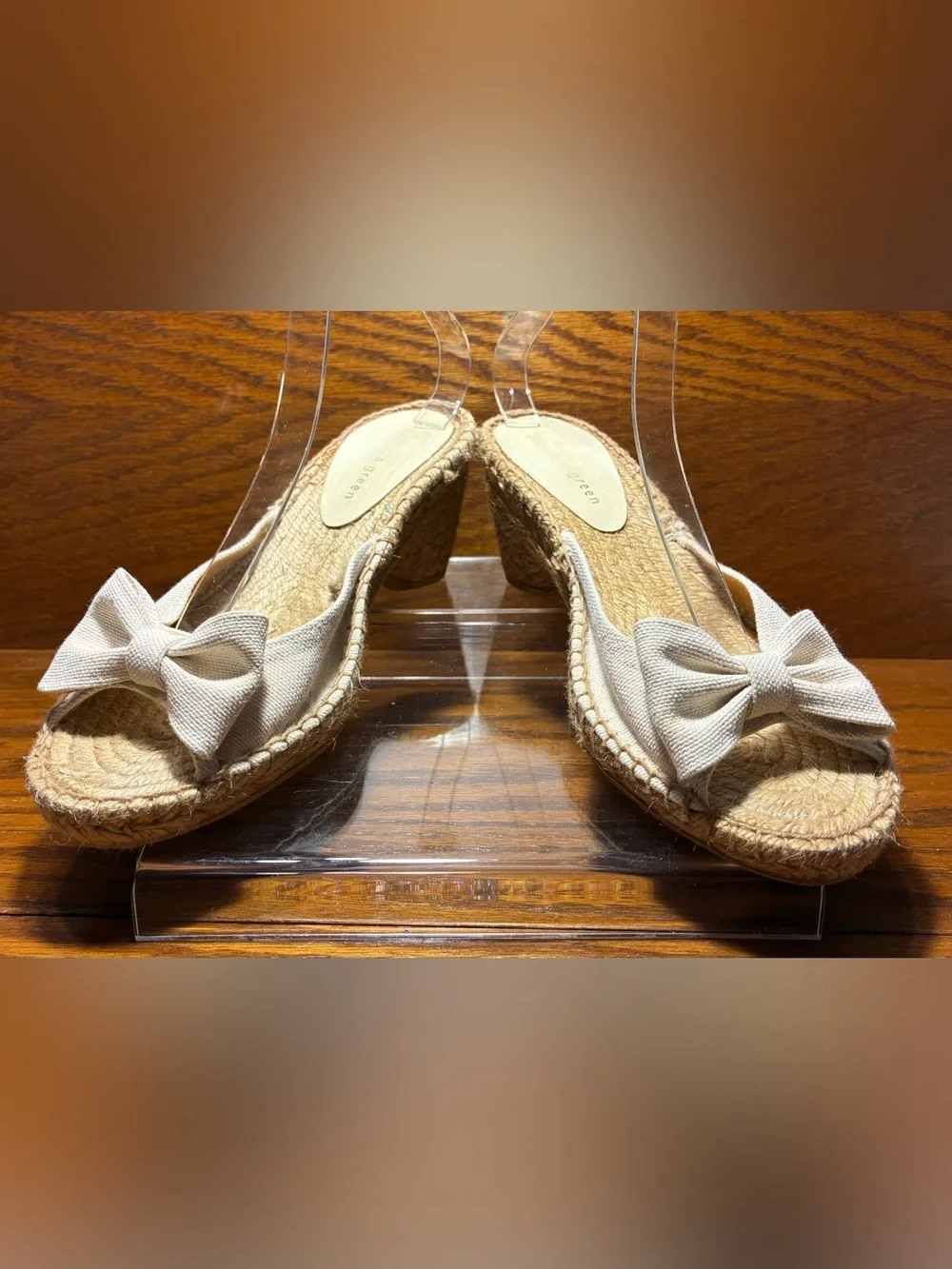 Patricia Green Canvas Bow Espadrille Slide Sandals Cream Size EU 39 US 8.5